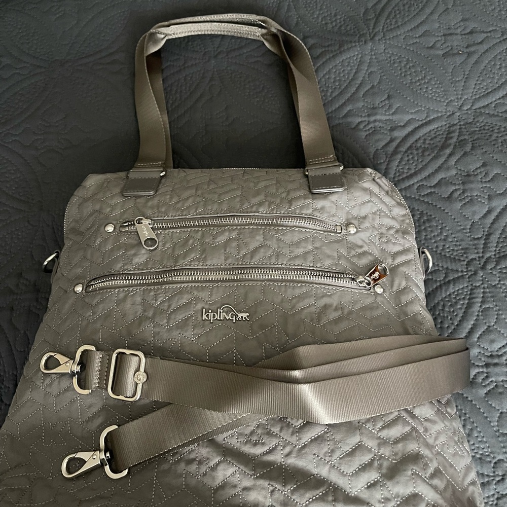 Kipling Gray Computer Tote Bag With Double Handle… - image 1